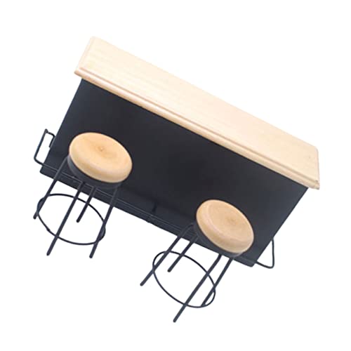 VANZACK 1Satz Puppenhaus Möbel Set Holz Bar Counter Mit Stühlen Mini Hausmodell Zubehör Für Puppenhaus Requisiten Für Kreative Szenen von VANZACK