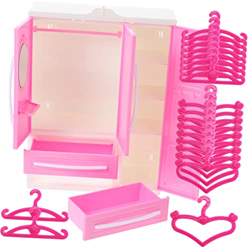 VANZACK 1Satz Puppenschrank Mit Kleiderbügel Und Herzförmigen Kleiderbügel Dreidimensionaler Aufbewahrung Für Puppenoutfits Und Accessoires von VANZACK