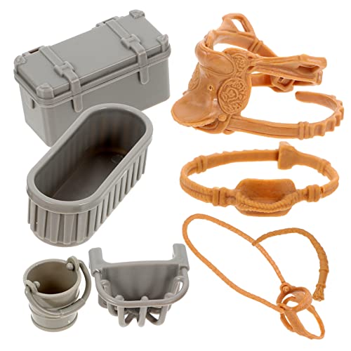 VANZACK 1Satz Ranch Dekorationsmodell Teiliges Mit Mini Sattel Und Futtertröge Für Kinderspielzeug Hausdekoration Und Mini Garten Zubehör Für Kreative von VANZACK