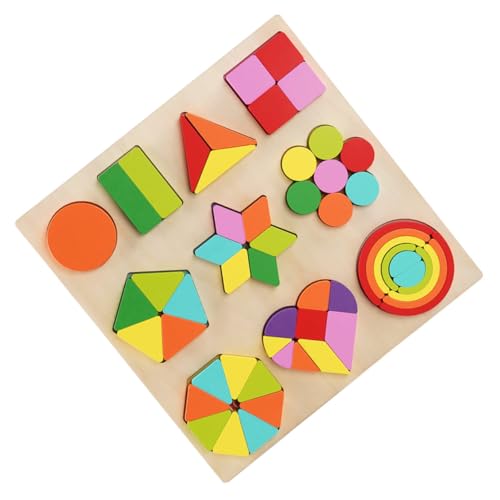 VANZACK 1Satz Regenbogen Holz Puzzle Kognitive Geometrieform Lernspielzeug Für Montessori Frühkindlichen Entwicklung Farbenfrohe Bausteine Für Kreatives von VANZACK