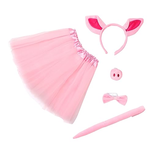 VANZACK 1Satz Schwein Kostüm Set Für Teiliges Set Mit Schweineohren Nase Fliege Tutu Rock Karneval Halloween Geburtstagsfeiern Hautfreundlichem von VANZACK