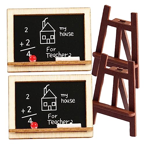 VANZACK 1satz Miniatur Staffelei Mit Tafel Dekorative Holzmodelle Für Puppenhaus Tischdekoration Kunstbedarf Teiliges Mit Schwarzer Tafel Und Kreide von VANZACK