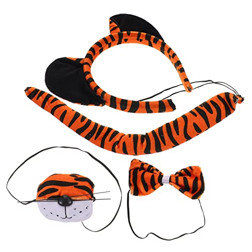 VANZACK 1Satz Tiger Kostüm Zubehör Set Teiliges Cosplay Kit mit Ohr Nase und Fliege für Geburtstagsfeiern Karneval und Andere Feste von VANZACK