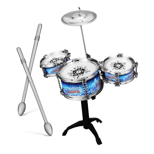 VANZACK 1Satz Trommel Set Schlagzeug Für Kleine Musiker Musikinstrument Für Frühe Musikalische Bildung Blaues Design Mit Bunter Verpackung von VANZACK