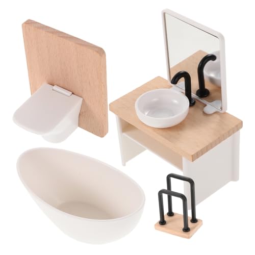 VANZACK 1Satz Waschbecken mit Unterschrank Badewanne Handtuchhalter Toilette Sicheres Puppenhaus Zubehör für Kreatives Rollenspiel und Fantasievolles VANZACK 1Satz Waschbecken mit Unterschrank Badewanne Handtuchhalter Toilette Sicheres Puppenhaus Zubehör für Kreatives Rollenspiel und Fantasievolles von VANZACK