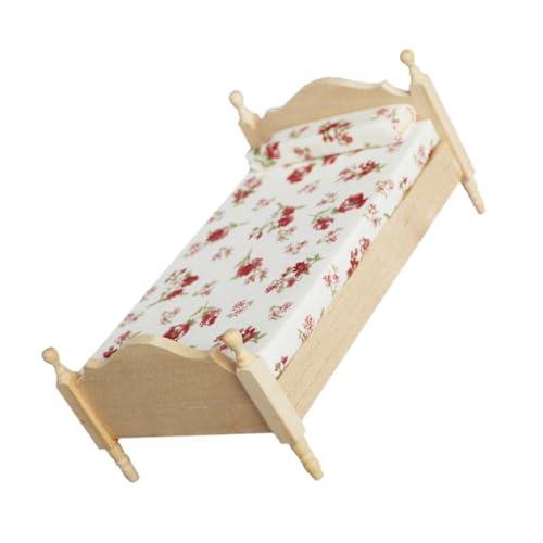 VANZACK 1Stück Puppenhaus Bettmodell Mit Matratze Schlafzimmer Zubehör Für Mini Hausspielzeug Für Kreative DIY Projekte Und Puppenmöbel Sets von VANZACK