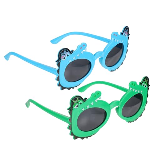 VANZACK 2 Paare Lustige Sonnenbrillen Cartoon Krokodil Design Grün Blau Partybrille für Jungen Mädchen Party Deko Langlebig Robust Vielseitig für Kostüm Strand Festival von VANZACK
