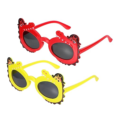 VANZACK 2 Paare Sonnenbrillen Cartoon Krokodil Design Party Sonnenbrille Lustig Leicht Robust Rot Gelb Spaßbrillen für Mädchen Jungen Fest Dekoration von VANZACK