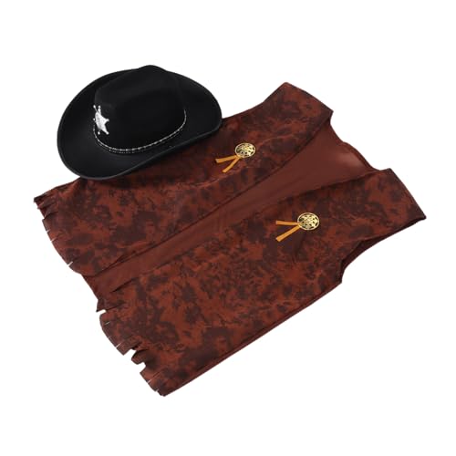 VANZACK 2 Pcs Cowboy Kostüm Set Western Cowboy -outfits Offene Vorderweste Mit Hut -set Für Erwachsene Cowgirl Western Party Kosplay Cosplay Xxl von VANZACK