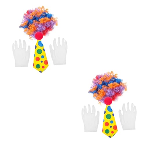 VANZACK 2 Sätze Clown Kostümset für Erwachsene Perücke Fliege Nase für Halloween Karneval Kostümpartys Vielseitig von VANZACK