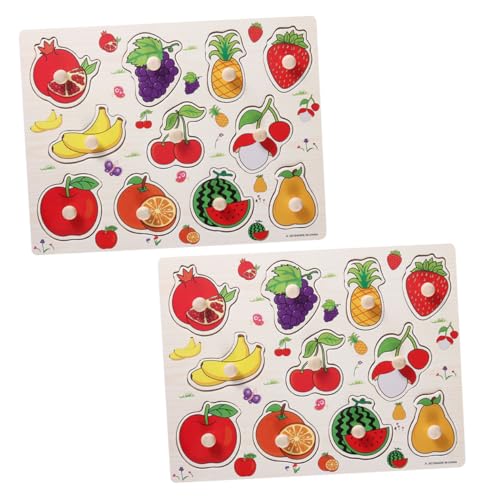VANZACK 2 Sätze Frucht Puzzle Holzspielzeug Lernspielzeug Pädagogisches Jigsaw Puzzle für Vorschulkinder Kreatives Früchte Memory Ab Jahren von VANZACK