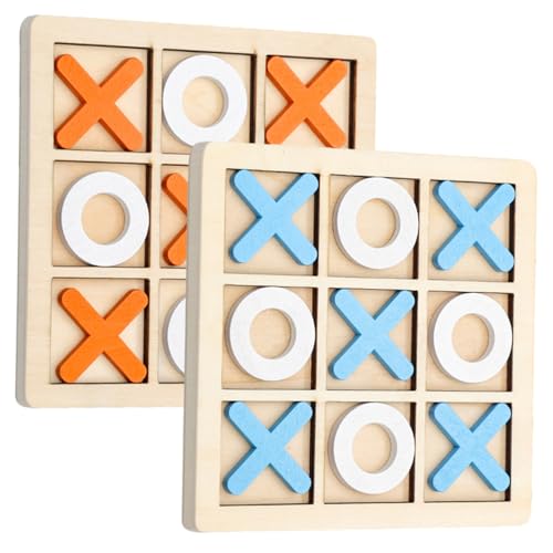 VANZACK 2 Sätze Holz Toe Spiel Lernspielzeug Intelligenztraining Fördert Konzentration Geschicklichkeit in Orange Blau von VANZACK