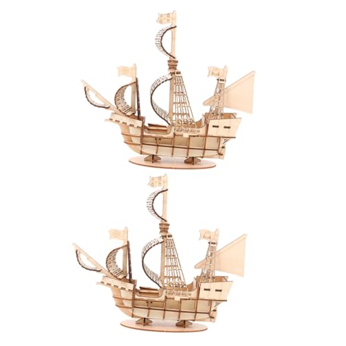 VANZACK 2 Sätze Holzpuzzle Segelschiff DIY Bausatz aus Vorgefertigten Holzteilen für Erwachsene und Kreatives Lernspielzeug Einfach Zusammenzubauen Dekoratives Segelboot Modell von VANZACK