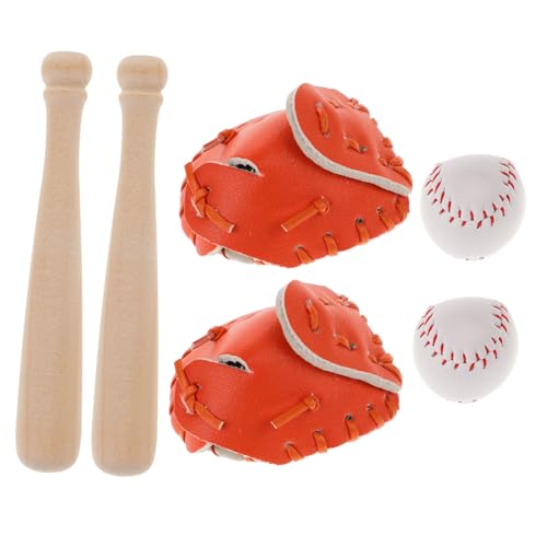 VANZACK 2 Sätze Mini Baseball Set Teilig Miniatur Baseballschläger und Ball Mini Sportspielzeug für Puppenhaus Dekoration DIY Miniatur Baseball Zubehör für Sammler und Kreative von VANZACK