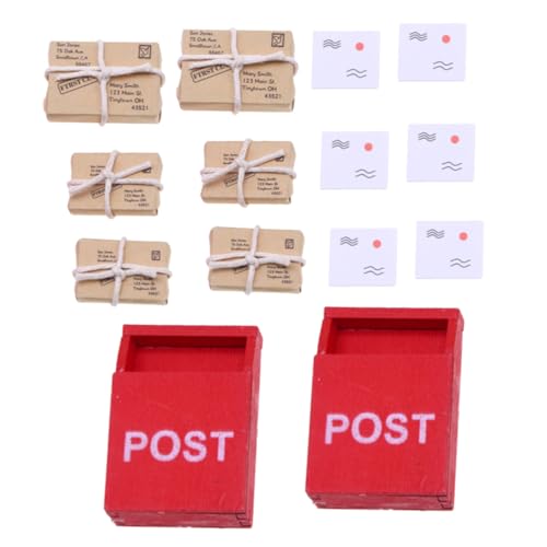 VANZACK 2 Sätze Miniatur Puppenhaus Briefkasten mit Paketen Teiliges Winziges Haus Dekor Realistische Mini Mailbox Modelle für Kreative Handgefertigt als Puppenhaus Zubehör und von VANZACK