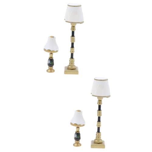 VANZACK 2 Sätze Miniatur Puppenhaus Lampe Teiliges Miniatur Stehlampe und Tischlampe Dekoratives Modell Kleine Dekoration für Puppenhaus und Miniaturlandschaft von VANZACK
