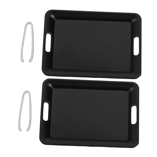 VANZACK 2 Sätze Puppenhaus Dekoration Brotklammern und Tabletts Schwarz Kleine Haus Accessoires für Mini Küche Glatte Oberfläche Sicher von VANZACK