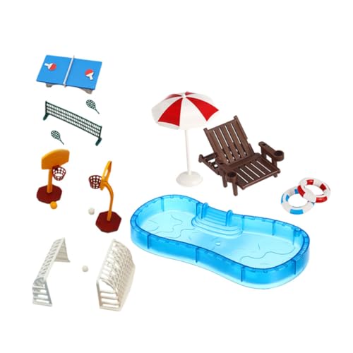 VANZACK 2 Satz Miniatur Puppenhaus Sommerdeko mit Pool und Sportzubehör Schwimmring Strandstuhl Basketballkorb Vielseitiges Outdoor Spielset für Kreative DIY Landschaften VANZACK 2 Satz Miniatur Puppenhaus Sommerdeko mit Pool und Sportzubehör Schwimmring Strandstuhl Basketballkorb Vielseitiges Outdoor Spielset für Kreative DIY Landschaften von VANZACK