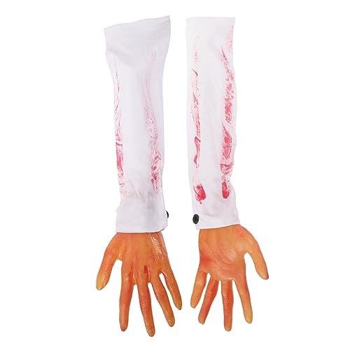 VANZACK 2 Stck Teiliges Halloween Fake Arms Realistisch Blutige Simulation Hände aus Gummi und Stoff Gruselige Deko für Party Cosplay Bühnenrequisiten Schaurige Prank Requisiten von VANZACK