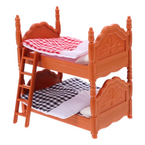 VANZACK 2 Stck. Miniatur Puppenhaus Doppelstockbett aus Umweltfreundlichem Material Detailreiche Simulation mit Kissen und Decken für Miniatur Schlafzimmer und Kindersicheres von VANZACK