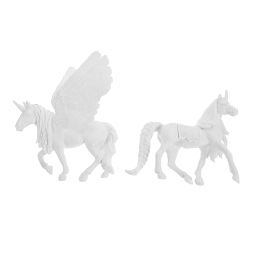 VANZACK 2 Stück DIY Einhorn Bastelset Teilig aus Stabilem Unbemalte Einhorn Figuren zum Bemalen Glatte Oberfläche Kindgerechtes Kreativspielzeug für Mädchen Fördert Feinmotorik und Hand von VANZACK