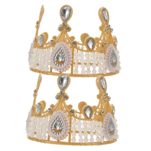 VANZACK 2 Stück Goldene Cake Crown Topper mit Strasssteinen Kronenförmige Tortendeko für Hochzeit Geburtstag und Party Deko für Torten und Dessertbuffet von VANZACK