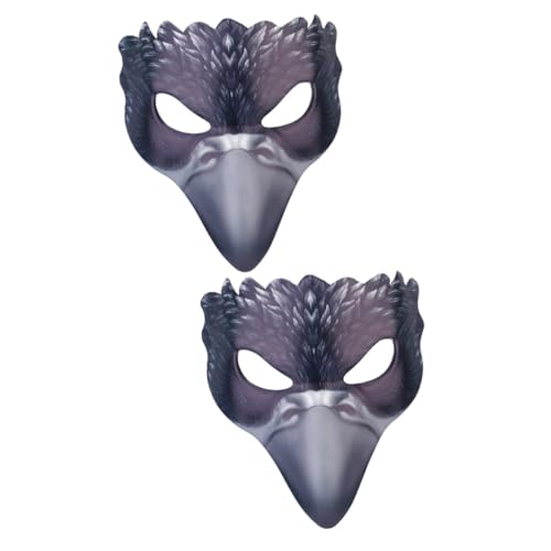 VANZACK 2 Stück Halbgesichts Krähenmaske aus Leichtem Material Bedruckte Vogelmaske für Halloween Karneval Maskenball Kostüm Party Erwachsene und Einzigartige Tier Masquerade von VANZACK