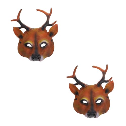 VANZACK 2 Stück Halloween Maske mit Geweih Langlebige Kostüm Requisitenmaske für Erwachsene Vollgesichts Cosplay Party Maske für Karneval Weihnachtsfeier und Maskenball von VANZACK