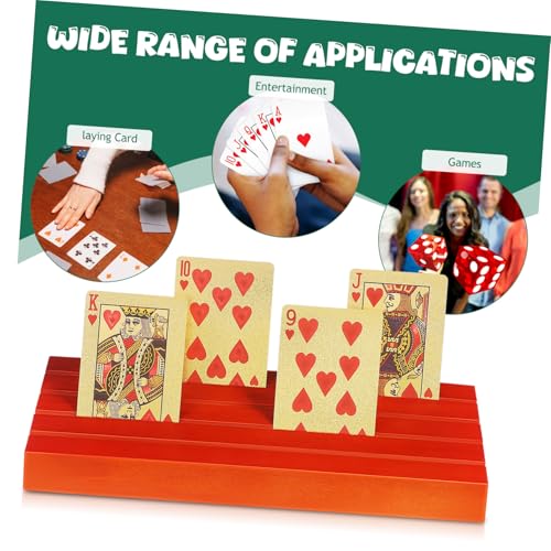 VANZACK 2 Stück Holz Spielkartenhalter mit Schräger Steckbasis Langlebiger Kartenhalter für Kartenspiele Vertikale Kartenanzeige Vielseitig Nutzbar Mittlere Braun Tischkartenständer von VANZACK