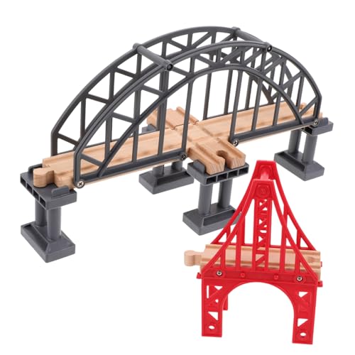 VANZACK 2 Stück Holz Zugbrücke Robustes Eisenbahn brückenzubehör für Spielzeugeisenbahn Layout Pädagogisches Modell für Kreatives und Flexible Gleisgestaltung von VANZACK