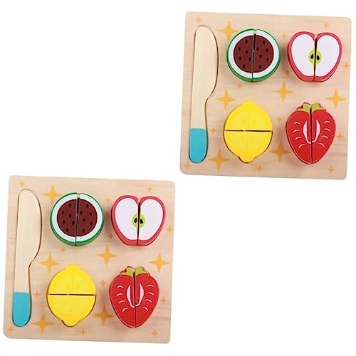 VANZACK 2 Stück Holzspielzeug Obst Schneideset für Buntes Früchte Puzzle zum Schneiden Pädagogisches Lernspielzeug für Kleinkinder Langlebiges Holzspielzeug für Jungen und Mädchen von VANZACK