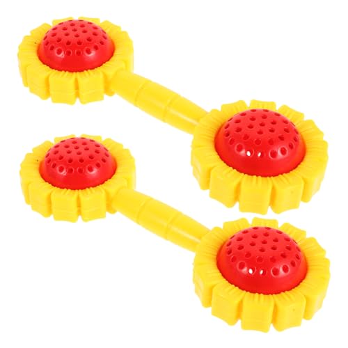 VANZACK 2 Stück Kinderhandrassel Sonnenblumen Dumbbell Rassel für Junge Mädchen Interaktive Greifspielzeuge Motorischen Fähigkeiten Geeignet für Kleinkinder und Mädchen von VANZACK