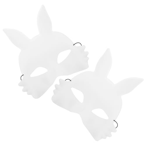 VANZACK 2 Stück Leere PVC Hasenmaske Weiße Tiermaske für Halloween Cosplay und Diy Projekte Leicht und Bequem für Kreative Bastelideen von VANZACK