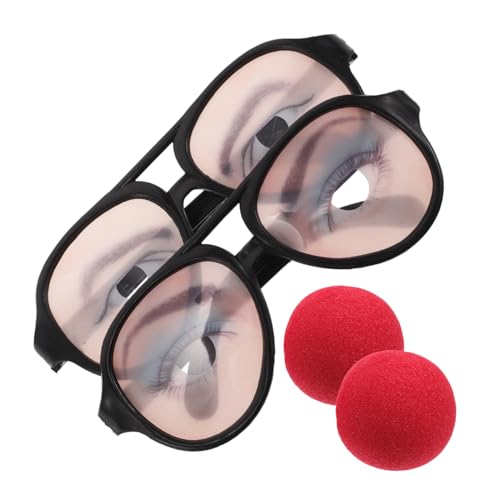 VANZACK 2 Stück Lustige Brille Erwachsene Gläser Trick Party Augapfel Augen Lustige Kostümbrille Zubehör Nase Favorisieren Gruselig Halloween-brille Zerschlagen Rave-brille Abs von VANZACK