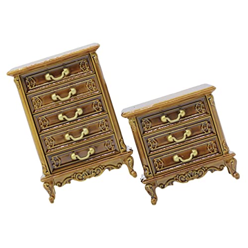 VANZACK 2 Stück Maßstab Retro Mini Kommoden aus Kunststoff Praktisches Zubehör für Tiny House Dekoration Eleganter Beistelltisch für Mini Schlafzimmer DIY Miniaturmöbel von VANZACK