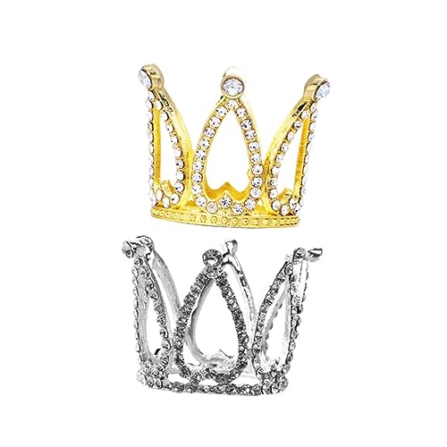 VANZACK 2 Stück Mini Geburtstagskronen Cake Crown Tortendeko aus Strahlend Gold und Silber Dekorative Tiara Cake Topper für Geburtstagstorten Partys und Besondere Anlässe von VANZACK