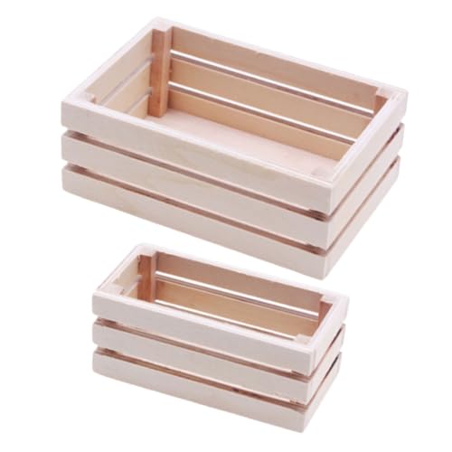 VANZACK 2 Stück Mini Holz Aufbewahrungskörbe für Puppenhaus Realistische Miniatur Dekoration für Kleine Häuser für Miniaturszenen und Bastelprojekte von VANZACK