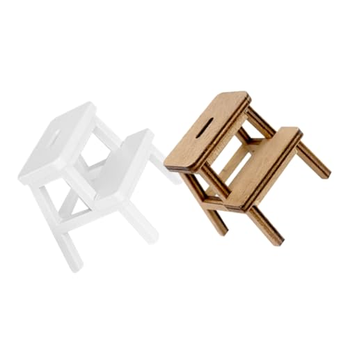 VANZACK 2 Stück Miniatur Mini Hocker aus Holz Leichte Strapazierfähige Puppenhaus Möbel Realistische Miniaturhocker Weiß und Vintage Holzoptik Dekorativ für Puppenhaus und VANZACK 2 Stück Miniatur Mini Hocker aus Holz Leichte Strapazierfähige Puppenhaus Möbel Realistische Miniaturhocker Weiß und Vintage Holzoptik Dekorativ für Puppenhaus und von VANZACK