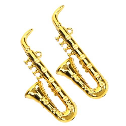 VANZACK 2 Stück Miniatur Saxophon Modell Teilig Detailgetreues Leichtes Mini Musikinstrument für Puppenhaus Realistische Dekoration Vielseitiges Sammlerstück und Fotorequisite von VANZACK