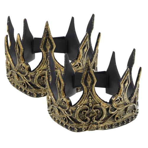 VANZACK 2 Stück Mittelalterliche Herren Krone PU Schaum Soft Royal Headband Goldene Krone für König Kostüm Zubehör von VANZACK