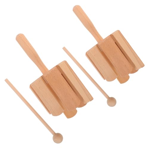 VANZACK 2 Stück Orff Instrumente Holz Schlagzeug für Montessori Musikpädagogik Rhythmusförderung mit Schlägel Natürliche Klangqualität Frühe Musikalische Früherziehung von VANZACK