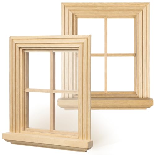 VANZACK 2 Stück Puppenhaus-Holzfenster: Winzige Möbel Fensterornamente Spielzeug Puppenhauszubehör Im Maßstab 1:12 Für DIY-Dekoration Und Möbelschaufenster VANZACK 2 Stück Puppenhaus-Holzfenster: Winzige Möbel Fensterornamente Spielzeug Puppenhauszubehör Im Maßstab 1:12 Für DIY-Dekoration Und Möbelschaufenster von VANZACK