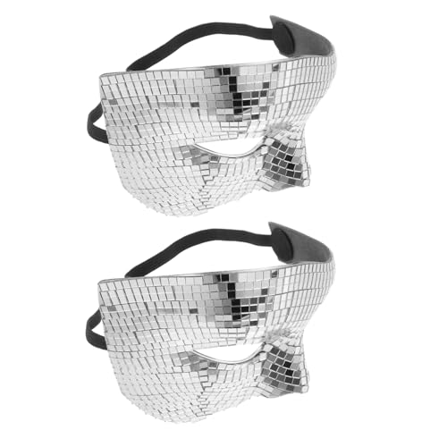 VANZACK 2 Stück Silberne Glitzer Halbgesichtsmaske aus Reflektierendem Leichte Langlebige Party-maske für Karneval Tanz Halloween und Disco-events von VANZACK