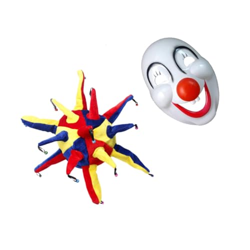 VANZACK 2 Stück Teiliges Clown Kostüm mit Ecken Hut Maske für Karneval Cosplay Halloween Verkleidung für Lustige Auftritte Partys VANZACK 2 Stück Teiliges Clown Kostüm mit Ecken Hut Maske für Karneval Cosplay Halloween Verkleidung für Lustige Auftritte Partys von VANZACK