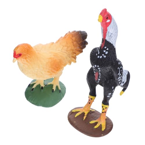 VANZACK 2 Stück Teiliges Farm Tierspielzeug Realistische Miniatur Huhn Hahn Figuren aus Robustem Material Pädagogisches Tierfarm Spiel für Indoor Outdoor von VANZACK