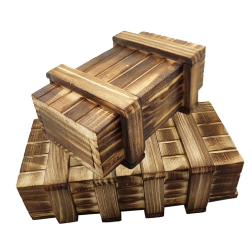 VANZACK 2 Stück Teiliges Holz Schweres Denkspiel mit Geheimem Verschluss Sichere Holzmaterialien als Geldgeschenkbox und Schmuckhalter Geeignet für Erwachsene von VANZACK