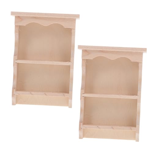 VANZACK 2 Stück Teiliges Miniatur Wandregal Japanischer Stil Realistisches Holz Hängeschrank Modell Vintage Holz Dollhouse Möbel DIY Mini Haus Küchen und Esszimmer Dekoration von VANZACK