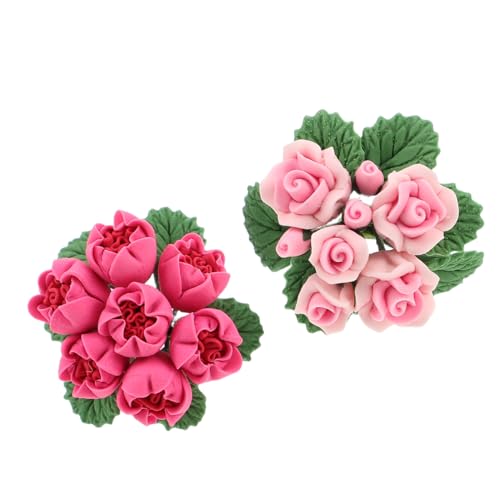 VANZACK 2 Stück Teiliges Miniatur-blumenbouquet für Puppenhaus Resin Mini Flowers Künstliche Kleine Blumenarrangements für Dollhouse Möbel Vielseitige Dekoration für Miniaturgärten und DIY von VANZACK