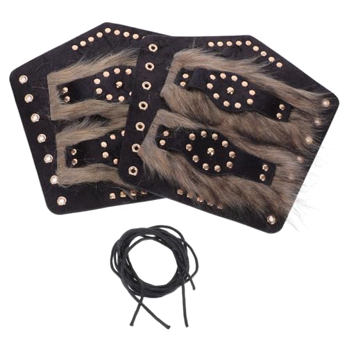 VANZACK 2 Stück Teiliges Mittelalterliches Armbänder aus Langlebigem Kunstleder Verstellbare Vintage Arm Guards für Herren und Damen Renaissance Kostüm Accessoires in Hellbraun von VANZACK