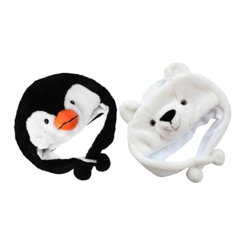 VANZACK 2 Stück Teiliges Plüsch Tiermütze Pinguin Weißer Bär Weiche Warme Beanie für Frühling Herbst Winter Atmungsaktiv Hautfreundlich Lustige Mütze für Outdoor Party und Kostümspaß VANZACK 2 Stück Teiliges Plüsch Tiermütze Pinguin Weißer Bär Weiche Warme Beanie für Frühling Herbst Winter Atmungsaktiv Hautfreundlich Lustige Mütze für Outdoor Party und Kostümspaß von VANZACK